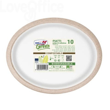 Piatti ovali polpa di cellulosa TWIN Avana/Bianco Dopla Polpa 320x250 mm (conf.10)