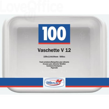 Vaschette Bianche V/12 in polistirene 155x115x52 mm Dopla Professional 600 ml - 7013 (conf.100)