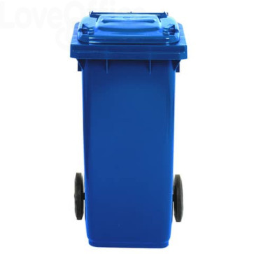 Bidone carrellato per raccolta differenziata 120 litri con coperchio PEHD Mobil Plastic Blu - 1/120/5-BLB