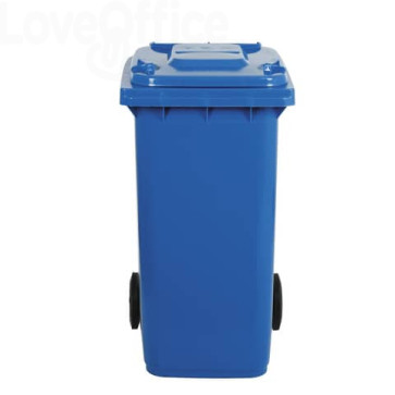 Bidone carrellato per raccolta differenziata 240 litri con coperchio PEHD Mobil Plastic Blu - 1/240/5-BLB