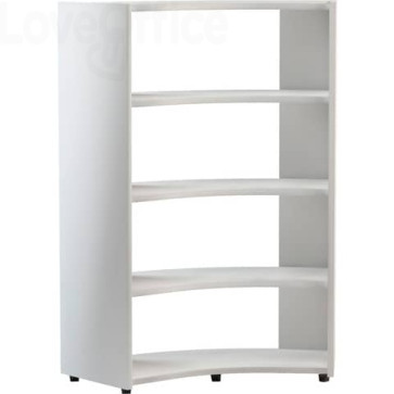 Libreria angolare bifacciale 45° piedini regolabili 3 ripiani 91,7/125,8x44,5xh.158,3 cm Motris Bianco