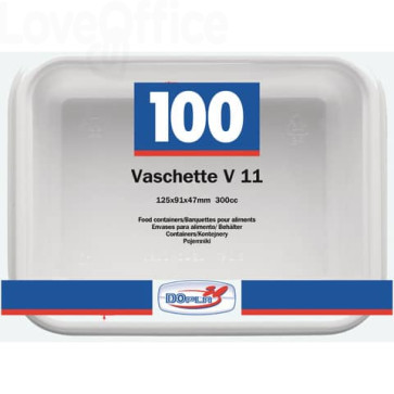 Vaschette Bianche V/11 in polistirene 125x95x47mm Dopla Professional 400 ml - 7012 (conf.100)