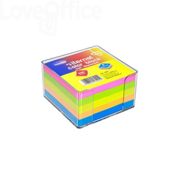 Dispenser neutro Trasparente con blocco in carta colorata non collato 90x90 mm Memoidea 500 fogli
