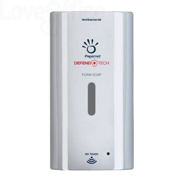 Dispenser antibatterico No Touch per cartuccia di sapone in schiuma Defend Tech - 25x12x13,5 cm Papernet Bianco
