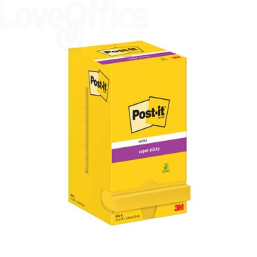 Foglietti riposizionabili Super Sticky Notes Post-it® Giallo oro - 76x76 mm 12 blocchetti da 90 ff - 7100290189