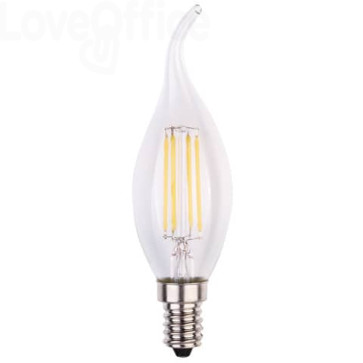 Lampadina LED a filamento fiamma 6W attacco E14 806 lumen luce naturale MKC 4000K