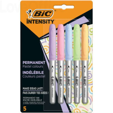Pennarelli Indelebili BIC Intensity Marking - assortiti pastel - tratto 0,8 mm (conf.5)