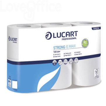 Carta igienica 2 veli in pura cellulosa 300 strappi Lucart Professional Strong Maxi (conf.6)