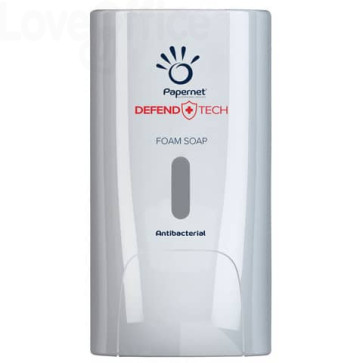 Dispenser antibatterico per sapone in schiuma Papernet Defend Tech - Bianco 22x11,6x13,9 cm - capacità 0,5 L