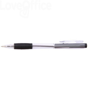 Penne a sfera a scatto ricaricabili Office Products punta 0,7 mm - Nero - 17015611-05 (conf.50)
