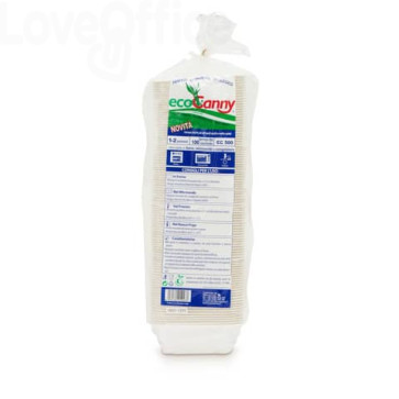 Vaschette bio-compostabili ecoCanny Take Away Bianco 1/2 porzioni - ECO-T12CA (conf.100)