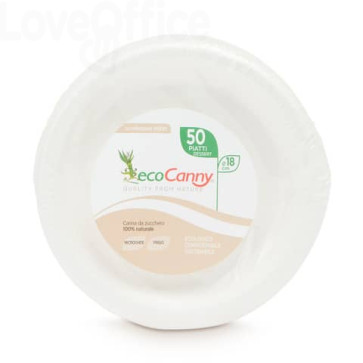 Piatti per dessert bio-compostabili ecoCanny Everyday Bianco ø180x20 mm - ECO'180CA (conf.50)