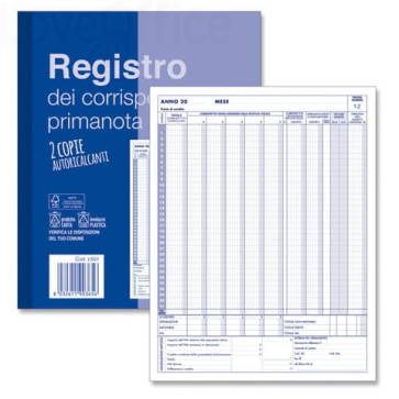 Blocco registro IVA dei Corrispettivi 12x2 copie autoricalcanti - 24x30 cm - Z10584Z118507