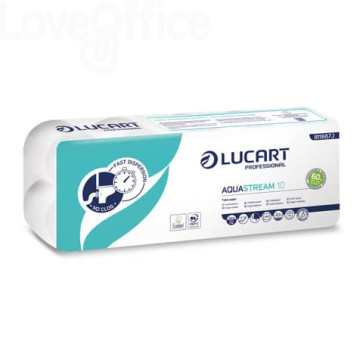 Carta igienica Aquastream in pura cellulosa 2 veli 200 strappi Lucart Professional - 811B67J (conf.10 rotoli)