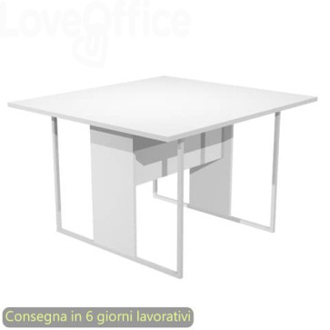 Tavolo riunioni 120x110xh.74,4 cm struttura metallo Bianca Blade Artexport piano Bianco - 424-3-AN