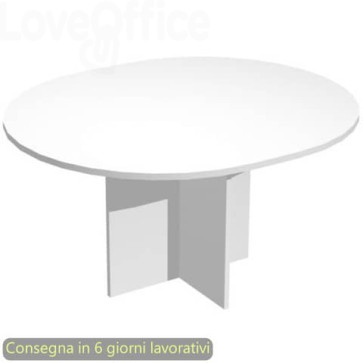 Tavolo riunione ovale gambe a croce 140x120xh.73 cm Flex Artexport piano Bianco - PLDL+PRPC/3