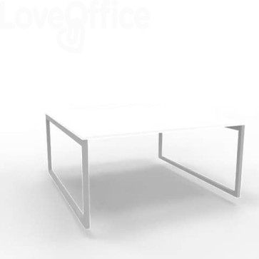 Bench piano Bianco 160x160xh.75 cm gamba ad anello in acciaio Argento linea Practika P2 Quadrifoglio - ECBEA16-BA-A