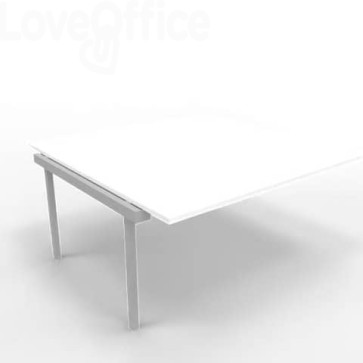Postazione aggiuntiva bench piano Bianco 160x160xh.75 cm gamba a ponte in acciaio Argento Practika P3 - ECBIC16-BA-A