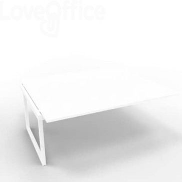 Postazione aggiuntiva bench piano Bianco 180x160xh.75 cm gamba ad anello in acciaio Bianco Practika P2 ECBIA18-BA-I