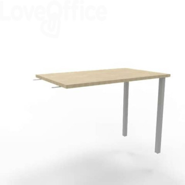 Dattilo scrivania sospeso piano Rovere 100x60xh.75 cm gamba sezione quadrata in acciaio Argento Practika ECDM100-RK-A
