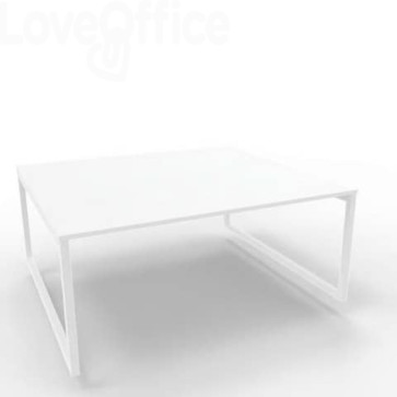 Bench piano Bianco 180x160xh.75 cm gamba ad anello in acciaio Bianco linea Practika P2 Quadrifoglio - ECBEA18-BA-I
