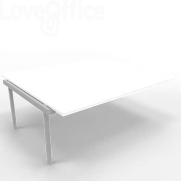 Postazione aggiuntiva bench piano Bianco 180x160xh.75 cm gamba a ponte in acciaio Argento Practika P3 - ECBIC18-BA-A