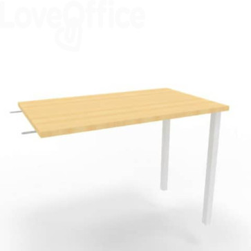 Dattilo scrivania sospeso piano Faggio 100x60xh.75 cm gamba sezione quadrata in acciaio Bianco Practika ECDM100-FA-I