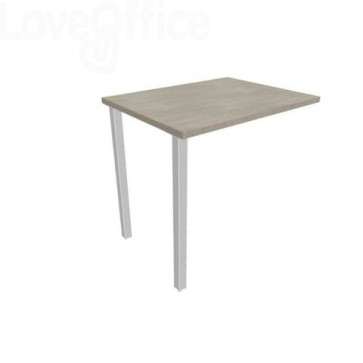 Dattilo scrivania sospeso piano cemento 80x60xh.75 cm gamba sezione quadrata in acciaio Argento Practika ECDM080-CL-A