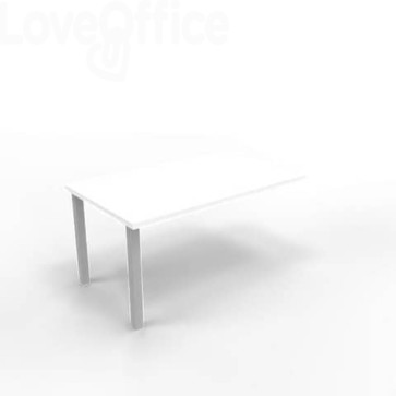 Dattilo scrivania sospeso piano Bianco 100x60xh.75 cm gamba sezione quadrata in acciaio Argento Practika ECDM100-BA-A