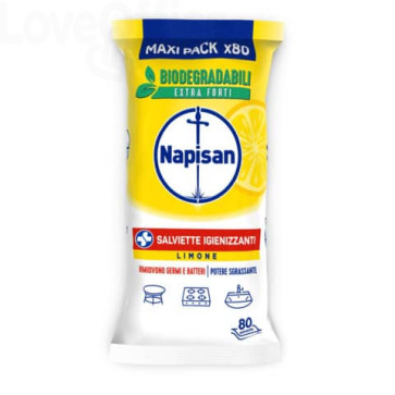 Salviette igienizzanti bio al limone Napisan maxi - 3240170 (pack da 80 salviette)
