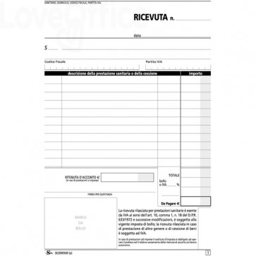 Blocco ricevute sanitarie Semper Multiservice - Carta chimica 2 parti - 148x215 mm - SEZ000500