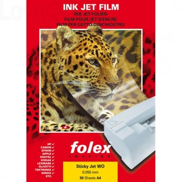Film adesivo per stampanti Ink-jet Folex - A4 - Bianco - Sticky Jet WO (conf.50)