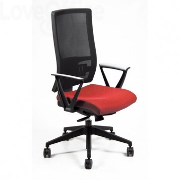 sedia operativa per ufficio di colore rosso in polipropilene