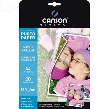 Canson Carta fotogagrafica per Ink-jet Glossy double side A4 180 g (conf.20)