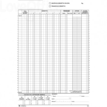 Registro Corrispettivi Semper Multiservice - carta chimica 2 parti - 12x2 fogli - SEF000200