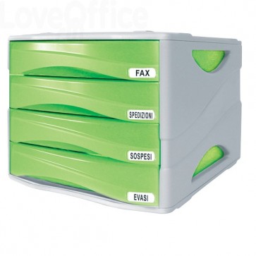 Cassettiera da scrivania Smile Arda - Verde traslucido - 4 cassetti