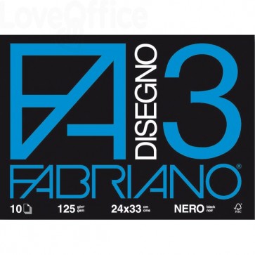 Album Fabriano F3 - 24x33 cm - Nero - 125 g/m² - 10 fogli
