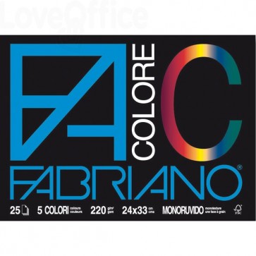 Blocco Fabriano Colore - 24x33 cm - Assortito - 220 g/m² - 25 fogli