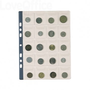 Buste portamonete Favorit - 20 tasche - 20 - numismatica - 22,5x30 cm - Trasparente (conf.10)