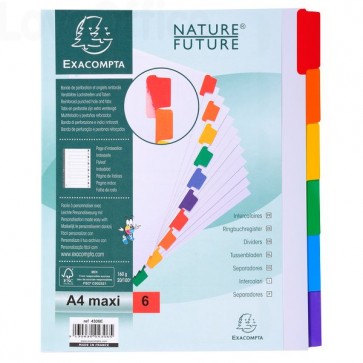 Divisori colorati in cartoncino Nature Future tasti neutri Exacompta - A4 maxi - 6 tasti