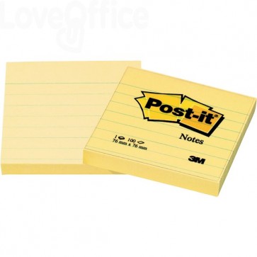 Foglietti riposizionabili Post-it® Notes Giallo Canary a righe - Giallo canary - 76x76 mm - righe (conf.6)
