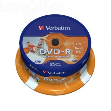 DVD-R Verbatim AZO - 4,7 Gb - 16x - Printable - Spindle - 43538 (conf.25)