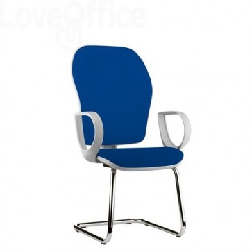 sedia ufficio blu con gambe a slitta in fili di luce