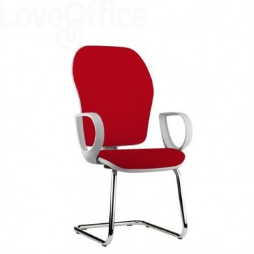sedia ufficio rossa ignifuga con gambe a slitta