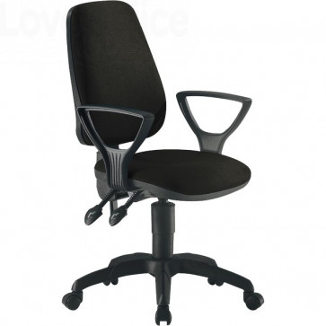 Sedia girevole per scrivania Unisit Leda LDAY Eco smart - schienale alto - rivestimento ignifugo Nero - Con braccioli