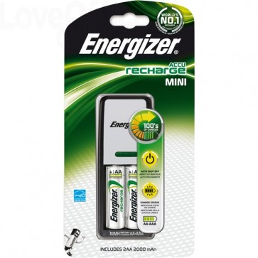 Caricabatterie ENERGIZER Mini Charger 2000mAh incluse 2 batterie Power Plus AA - E300701301