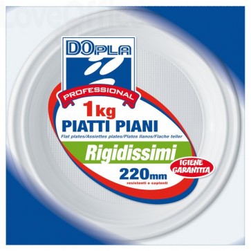 Piatti piani linea plastica DOpla - &oslash 22 cm - Bianco - 01001 (conf.65)