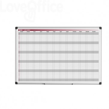 Lavagna planning annuale magnetica Bi-Office - 90x60 cm - Laccata