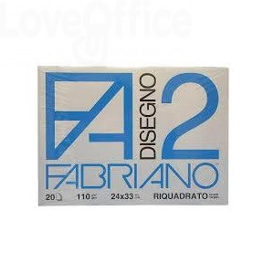 399 Album da disegno Fabriano F2 - Liscio riquadrato - 24x33 cm - 4 angoli  - 110 g/m² - 20 fogli 2.56 - Cancelleria e Penne - LoveOffice®