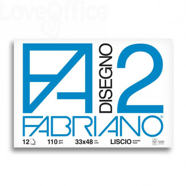 Album da disegno Fabriano F2 - Liscio - 33x48 cm - collato - 110 g/m² - 12 fogli